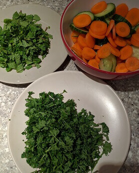chopped mint and parsley