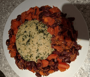 minted bulgur wheat with red kidney beans