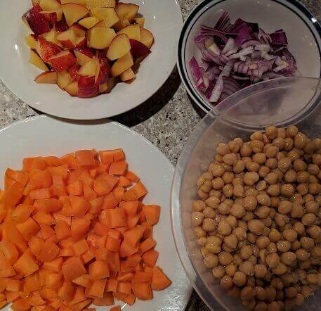 peanut buttered chick peas with carrots ingredients