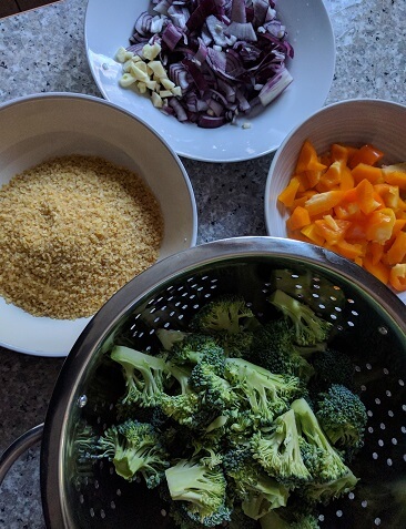 bulgur wheat with broccoli veggie mix ingredients